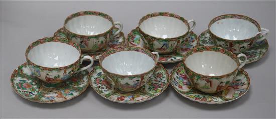 A set of six Cantonese cups and saucers